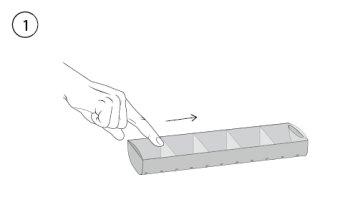 Eine Illustration der Handhabung der WEPA Tagesboxen. Zuerst den durchsichtigen Deckel zur Seite schieben.